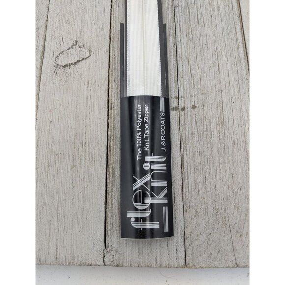 Vintage J&P Coats Flex Knit All Purpose Zipper 18" White 1 - Picture 3 of 4